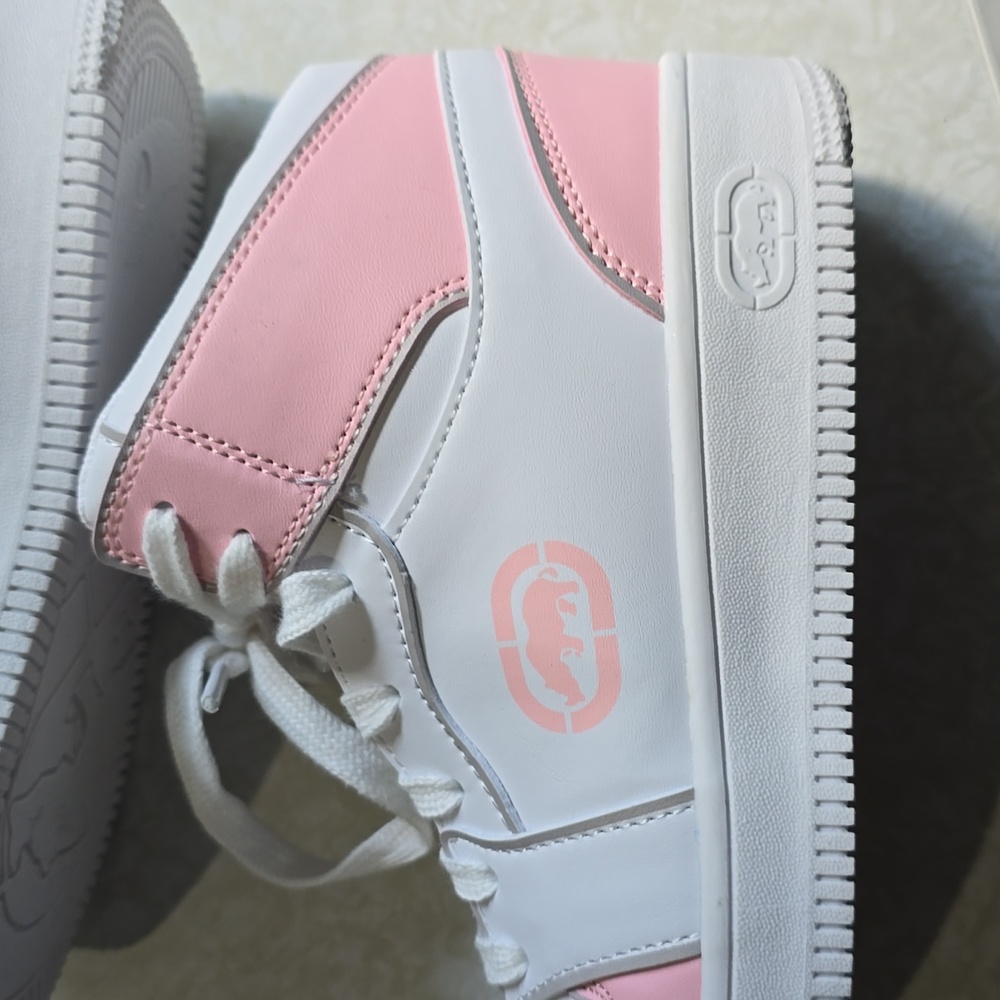Red Rhino Brand HighTop Sneakers Pink and White NWT Size 1 - Picture 5 of 16